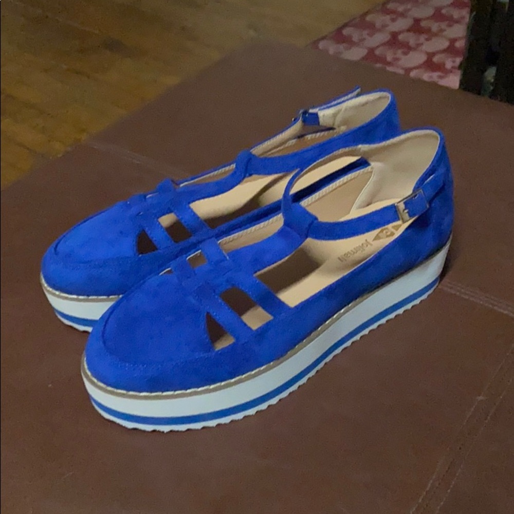 Blue suede Mary Jane Creepers